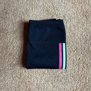 Fabletics High-Waisted Seemless Side Stripe Leggings in Black/Pink
